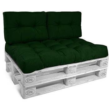 Cojín de Respaldo Acolchado para Sofá Palet Eco Style 120x40x10-20 cm Verde Oscuro