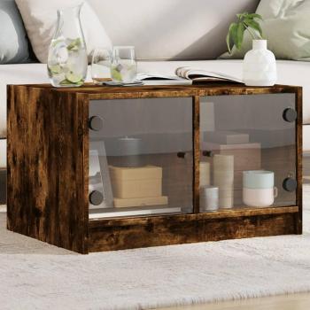 Mesa de centro con puertas de vidrio de roble ahumado 68x50x42 cm Vidaxl Marrón