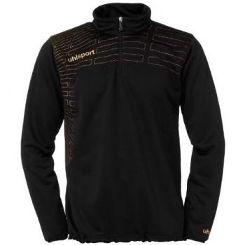 uhlsport Pullover Match 1/4 Zip Top - Sudadera de fútbol para mujer, color nergo / dorado, talla 3XL