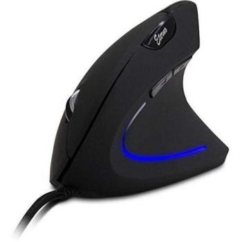 Ratón Vertical Ergonómico USB Inter-Tech KM-206WR, Cableado, 2400 DPI, Ambidextro