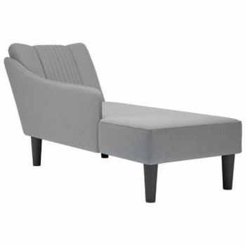 Chaise Longue con Reposabrazos Derecho en Tela Gris Claro