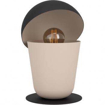 Lámpara de mesa Batabano E27, color arena/negro, diseño metálico moderno y luminaria decorativa