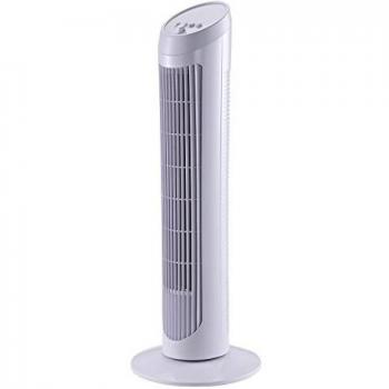 Ventilador de Columna Oscilante Silencioso 45W con 3 Velocidades, 27 x 27 x 75 cm, Blanco
