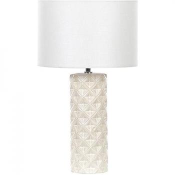 Lámpara de mesa cerámica beige claro con pantalla blanca y patrón geométrico 49 cm Balonne