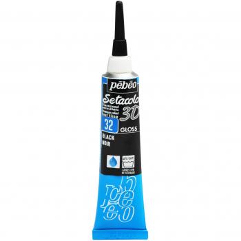 Pintura Acrílica 3D Efecto Brillante Pebeo Setacolor - Negro, 20 ml