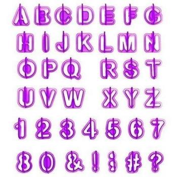 ilauke Fondant Lares Terrassen eyector sello alfabeto Letras zeichensetzung Números Conejo Corazón Decoración para tartas Culpitt - Set hornear, Buchstaben Alphabet 40 teilig