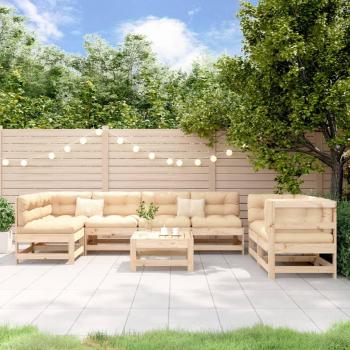 8-Piece Solid Pine Wood Garden Lounge Set