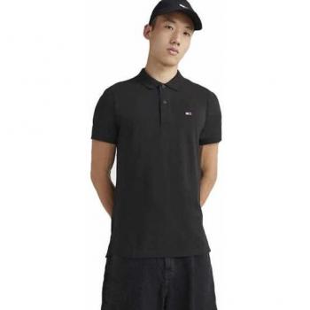 Tommy Jeans Slim Placket Polo Shirt - Black - Size XL