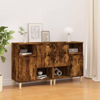 Aparadores 2 uds madera contrachapada 60x35x70 cm roble ahumado vidaXL Mueble de Almacenaje de Salón, Buffet para salón, Armario Auxiliar, Armario de Almacenamiento