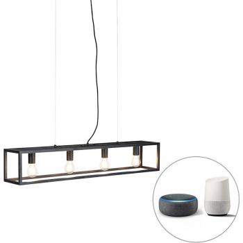Lámpara colgante industrial negra inteligente WiFi 4 bombillas E27 - CAGE 4