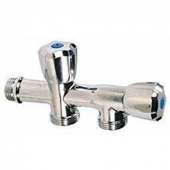 Grifo Doble Horizontal para Lavadora - Cromado SFERACO