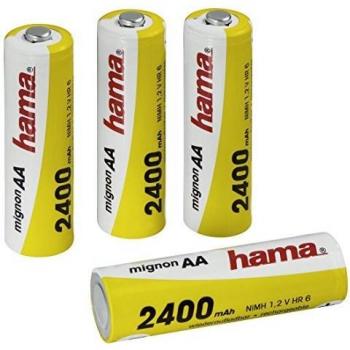 Hama 087097 - Set de 4 pilas precargadas, 2400 mAh, 1, 2 V, R4P