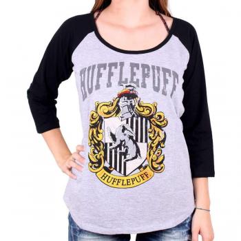 damas Harry Potter longsleeve cresta de Hufflepuff el negro a gris - XL