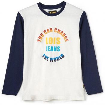 Camiseta de niño Lois 52358 blanca en algodón con print delantero you can change the world