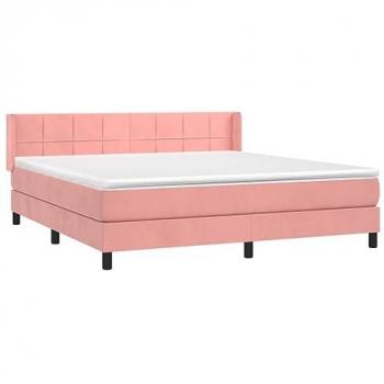 Cama box spring con colchón de terciopelo rosa 160x200 cm
