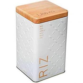 Caja metálica para arroz 1250g modelo Scandi Nature, multiusos, color blanco