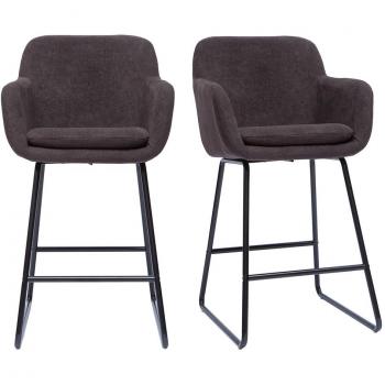 Set de 2 taburetes de cocina efecto aterciopelado gris oscuro 65 cm de altura AMIKA