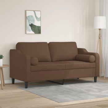 Sofá de 2 plazas con cojines de color marrón 140 cm en tela Vidaxl