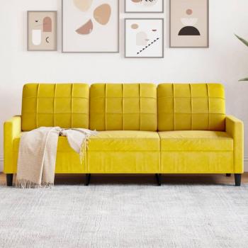 Sofá de 3 plazas amarillo en terciopelo 180 cm