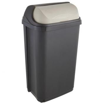keeeper Cubo de Basura con Tapa Deslizante, 50 l, Rasmus, Gris grafito, PP, 50 litros