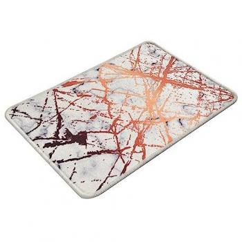 Alfombra de Baño Suave y Absorbente Antialergénica Crema Naranja Granate 40x60cm