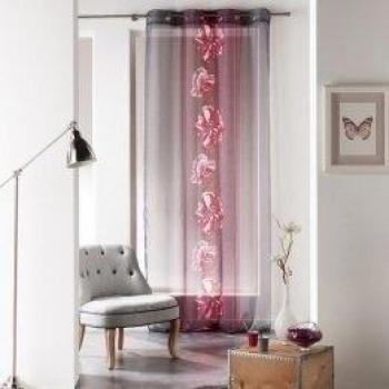 Douceur D'Intérieur  - 1623608, Visillo Con  Anillas , 140 X 240 Cm , Yalis , Visillo Estampado Transfer , Rosa