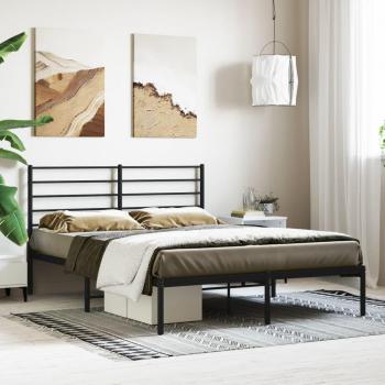 vidaXL Metal Bed Frame without Mattress with Headboard Black 150x200cm