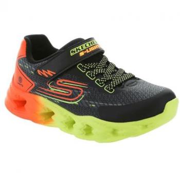 Skechers S-Lights Vortex 2.0 Quantroid LED Sneakers for Kids - Black/Orange, Size 28