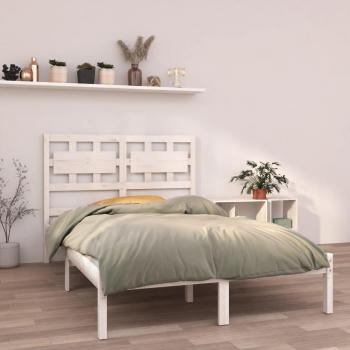 Estructura de cama de madera maciza blanca 140x190 cm