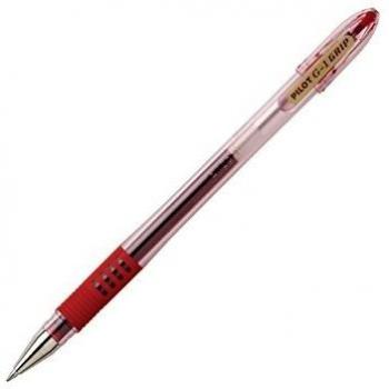 Pilot G-1 Rojo - Bolígrafo de Gel con Grip de Goma y Cuerpo Transparente (12 unidades)
