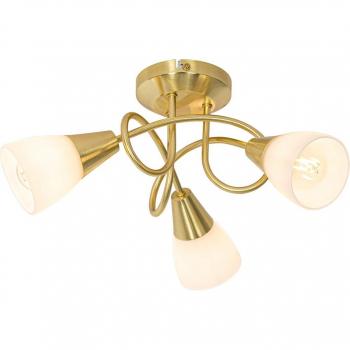 Plafoniera clásica dorada con cristal opalino y 3 luces - Inez