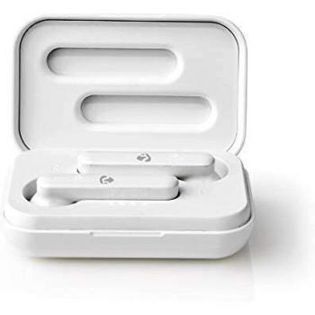 Nedis - Auriculares inalámbricos - Bluetooth 5.0-3 Horas de reproducción - Control por Voz y Control táctil - Incluye Funda de Carga - Blanco