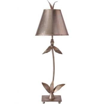 Lámpara de mesa Red Bell Silver - Lámpara de mesa 1 luz con diseño de hojas florales plateadas, casquillo E27