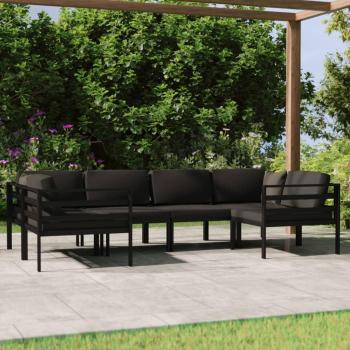 6-Piece Anthracite Aluminum Garden Lounge Set with Cushions