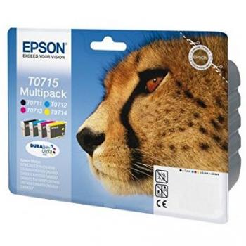 Epson T0715 - Pack de Cartuchos de Tinta Originales, Multicolor (Negro, Amarillo, Magenta, Cian)