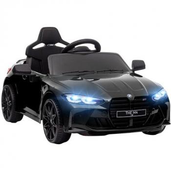 Coche Eléctrico para Niños BMW M4 12V con Mando a Distancia, Faros, Bocina, Música, Velocidad 3-5 km/h, Cinturón de Seguridad Negro