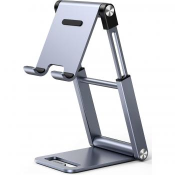 Soporte de teléfono de metal premium UGREEN ajustable para mesa, compatible con iPhone 14 Pro/Pro Max y Samsung Galaxy, color plata