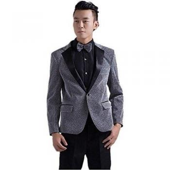 MYS Hombre coreano estilo bling Sund Party Traje pantalón Juego Gris gris Adaptado