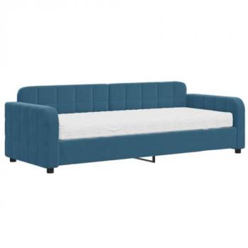 Sofá cama con colchón terciopelo azul 80x200 cm