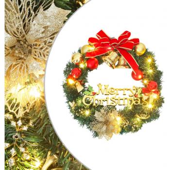 Corona de Navidad con 20 luces LED verde 45 cm