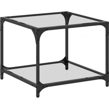 Mesa de centro vidaXL superficie vidrio transparente acero 50x50x40 cm Transparente, Negro, Mesita de Salón o Comedor o Auxiliar Mesa de Café Meuble Salón