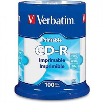 Verbatim CD-R 700MB 52X White Inkjet Printable Recordable Media Disc - 100pk Spindle
