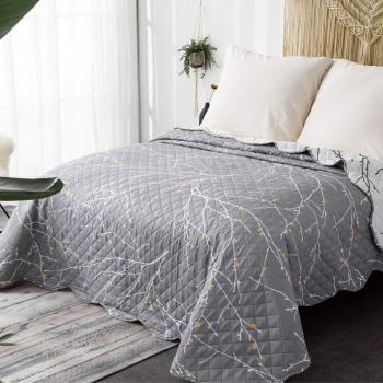 Bedsure Colchas de Verano Blancas/Gris 220x240 cm Estampada - Reversible Lavable de Microfibra Suave y Cómodo - con Moderna Pátrón de Árbol