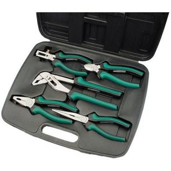 Mannesmann M10996 - Set Profesional de 5 Alicates en Maletín, Calidad Alemana Green Line