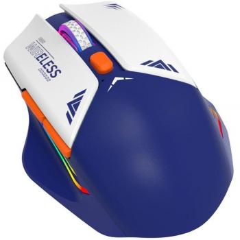 Ratón Inalámbrico Recargable Luxury TG7228 2.4GHz, 1600 DPI, Batería de 400mAh, Luz LED Respirante, Blanco y Azul