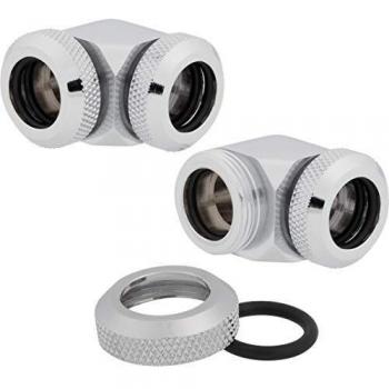 Corsair Hydro X Series, XF Hardline Conectores 12 mm DE 90° DE, Pack de Dos Unidades, Cromo
