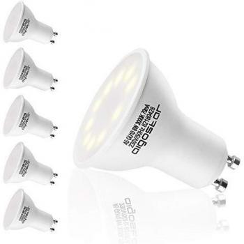 Aigostar - Bombilla Esmerilada LED GU10 8W, Luz calida 3000K, 560lm, Bajo consumo, no regulable - Paquete de 5 Unidades