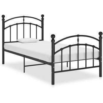 Estructura de cama de metal redonda negra 90x200 cm