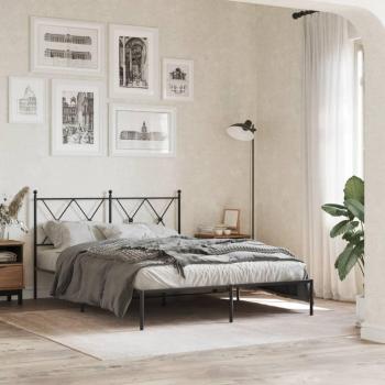 Cabecero de cama negro 140x190 cm con estructura metálica