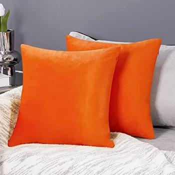 Deconovo Fundas para Cojines de Almohada del Sofá Cubierta Suave Decorativa Protector para Hogar 2 Piezas 60 x 60 cm Naranja